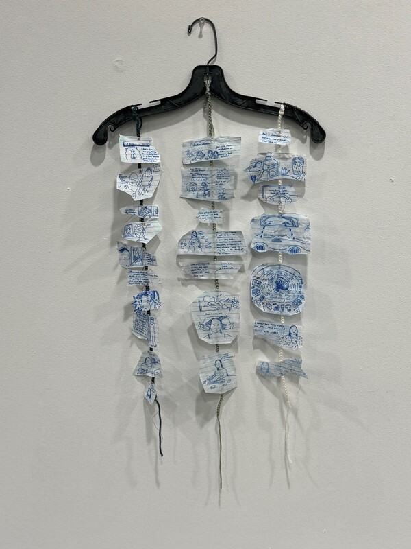 Artist: Emma Drumright. 17x35” mixed media titled Three nights, two dreams. 