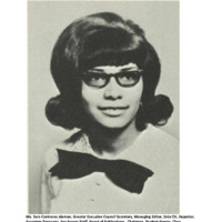 Ms. Sara Contreras Aleman, Greater Executive Council Secretary, Zeta Chi, Reporter, Secretary-Treasurer, Sea breeze Staff, Managing Editor, Reporter, Board of Publications, Chairman, Student Senate- University of Texas Colloquium, Class Dignitary, Warren Hall Council, President, Freshmen Council secretary, University of Corpus Christi, 1966-67.
Source: The Student Yearbook of the University of Corpus Christi, titled, 'UCC', published in the year 1966-67.