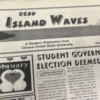 Photo copy of the first publication of Island Waves student newspaper front pages of Vol 1, Issue 1, published February 9, 1993 