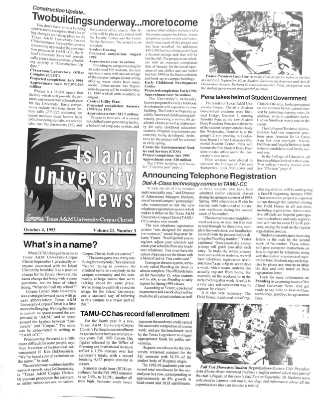 A photocopy of the physical university newspaper dated October 18, 1993