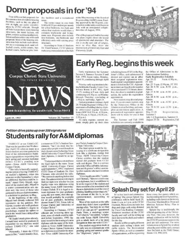 A photocopy of the physical university newspaper dated April 19, 1993