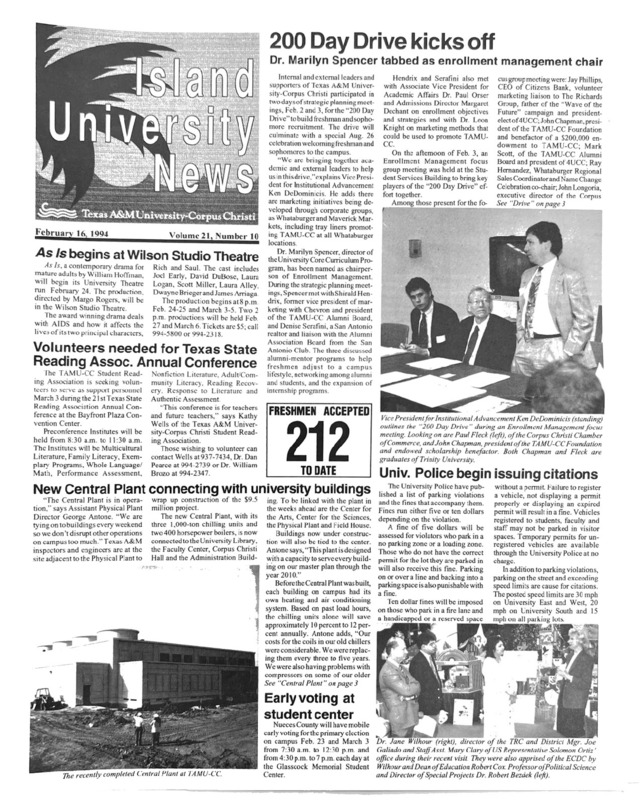  A photocopy of the physical university newspaper dated February 16, 1994