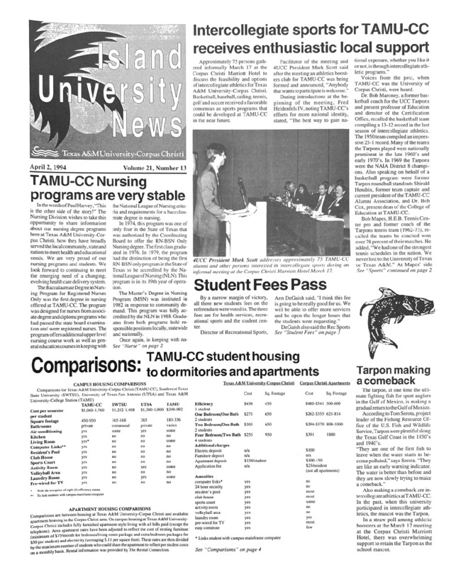  A photocopy of the physical university newspaper dated April 2, 1994