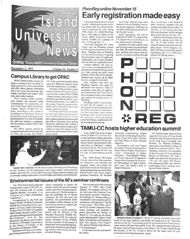 A photocopy of the physical university newspaper dated November 1, 1993