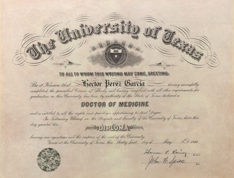 Dr. Garcia's medical diploma.