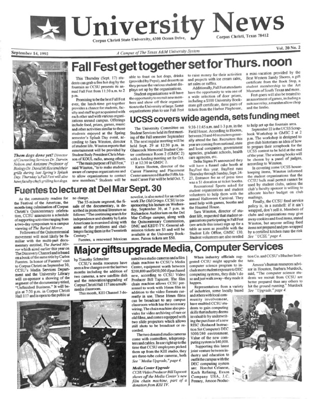 A photocopy of the physical university newspaper dated September 14, 1992