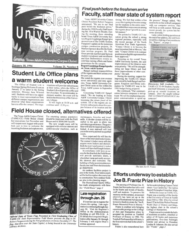 A photocopy of the physical university newspaper dated January 18, 1994