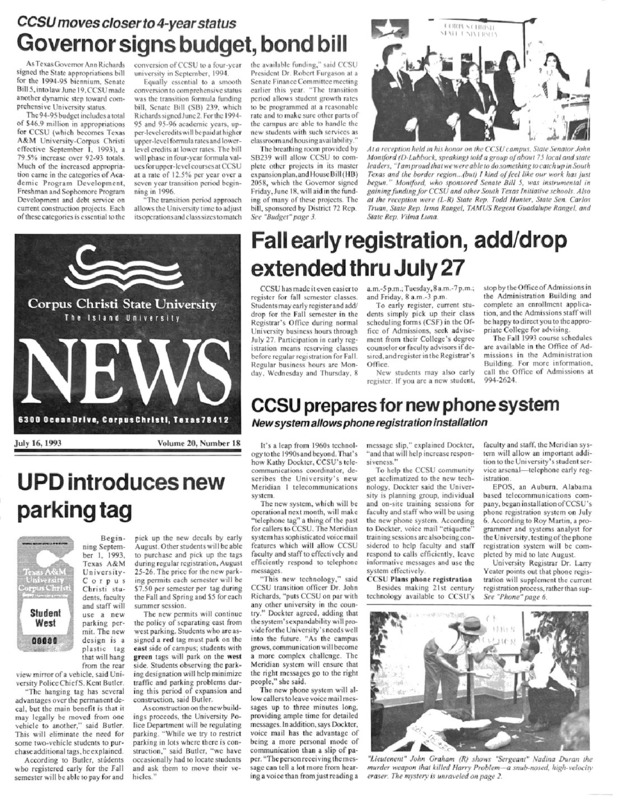 A photocopy of the physical university newspaper dated July 16, 1993
