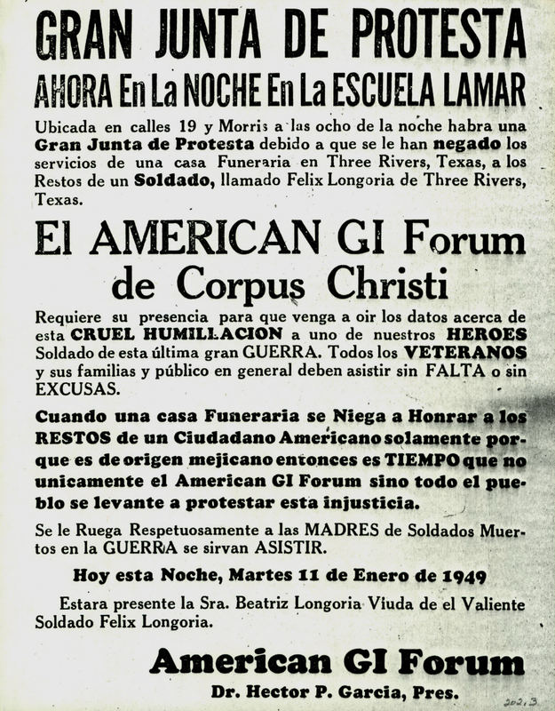 AGIF flyer imploring people to protest the bigotry of the funeral home that refused to host a service for Private Longoria.