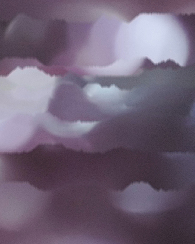Abstract image with blurred purple and pink hues forming wave-like patterns.