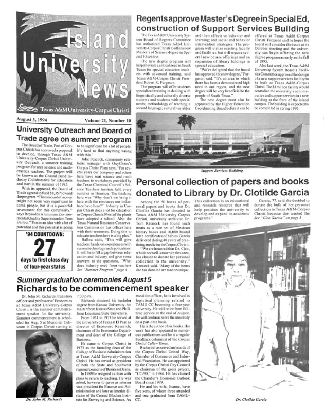  A photocopy of the physical university newspaper dated August 3, 1994