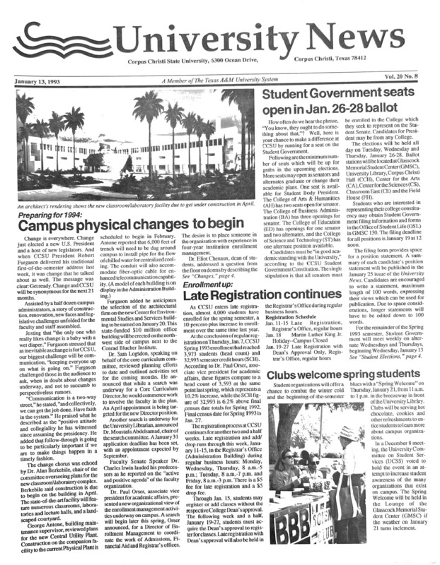 A photocopy of the physical university newspaper dated January 13, 1993