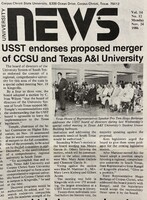 A news article with a picture of a group of people sitting during a meeting.