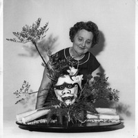 Mrs. Chandler with her artwork-Hakata Ryu