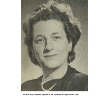 Ms Arch Hunt, Assistant Registrar at the University of Corpus Christi, 1948.
Source: The Student Yearbook of the University of Corpus Christi titled, The Silver King, Vol.-3, University of Corpus Christi, 1948.