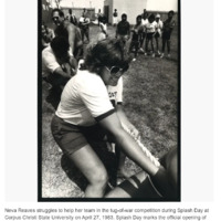 Students playing tug-of-war.