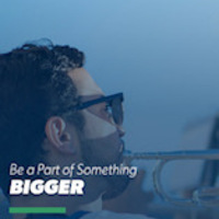 A phone screen shot of the TAMUCC welcome page website Fall 2023. It says "Be a part of something bigger" and shows a students head with sunglasses on.  Also displays the logo of TAMUCC. 