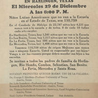 A photograph of a AGIF flyer that advertises a rally to address the lack of Latino children enrolled in school.