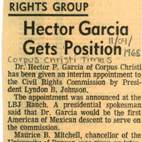 Newspaper article announcing Dr. Garcia's appointment to the USCCR.