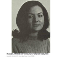 Ms. Lupe Serna, Student Senate Senator, Chairman Board of Publications, Class Dignitary, Zeta Chi, President, Warren Hall Council, Junior- Senior Women Council, Vice President, Student Education Association Member of the University of Corpus Christi, 1966-67.
Source: The Student Yearbook of the University of Corpus Christi, titled, 'UCC', published in the year 1966-67.