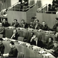 Photograph of Dr. Garcia sitting among other delegates at the United Nations.