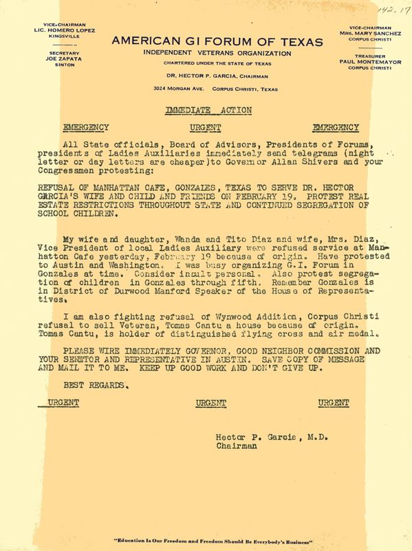 Letter Dr. Garcia wrote urging AGIF leaders to take action against the racism him and his family experienced regularly. 