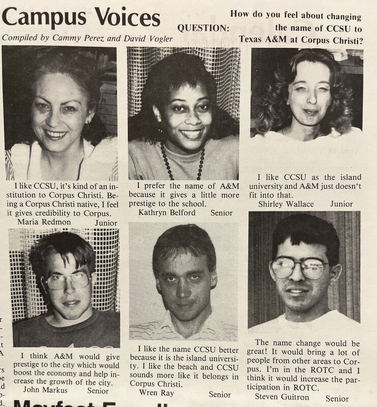 This is a photo of a campus newspaper survey with pictures of students. 