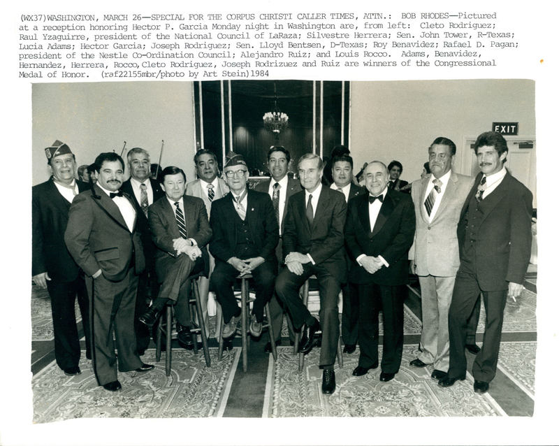 Photograph of Dr. Garcia with Latino Medal of Honor Recipients. 