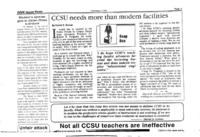 Island Waves - February 9, 1993, p. 6. Article title: Student Opinion Gets in Caller Times. This article reprinted a student opinion on CCSU faculty's teaching entitled CCSU Needs More than Modern Facilities.