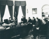 Photograph of John F. Kennedy meeting with West Indies Delegation in the Oval Office. 